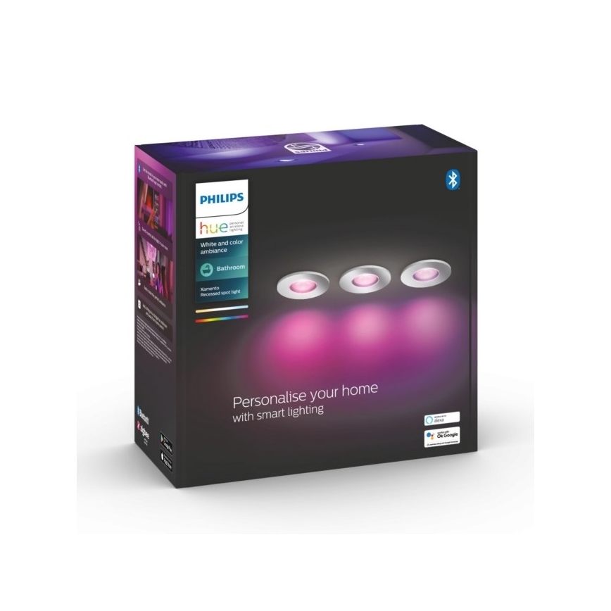 Philips - SET 3xLED RGB Dimmable bathroom light Hue XAMENTO 1xGU10/5,7W/230V IP44 2000-6500K