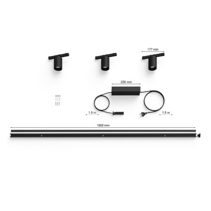Philips - SET 3x LED RGB Dimmable light for rail system Hue PERIFO LED RGB/15,6W/230V 2000-6500K