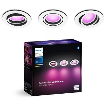 Philips - SET 3xLED RGBW Dimmable recessed light Hue CENTURA 1xGU10/4,2W/230V 2000-6500K