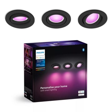 Philips - SET 3xLED RGBW Dimmable recessed light Hue CENTURA 1xGU10/4,2W/230V 2000-6500K