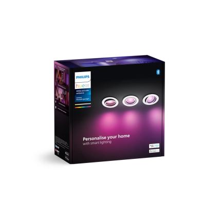 Philips - SET 3xLED RGBW Dimmable recessed light Hue CENTURA 1xGU10/4,2W/230V 2000-6500K