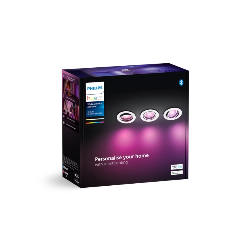 Philips - SET 3xLED RGBW Dimmable recessed light Hue CENTURA 1xGU10/4,2W/230V 2000-6500K