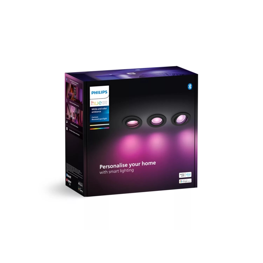 Philips - SET 3xLED RGBW Dimmable recessed light Hue CENTURA 1xGU10/4,2W/230V 2000-6500K