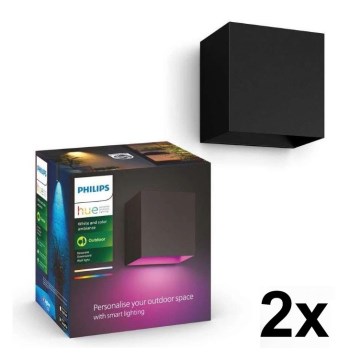 Philips - Set of 2 Dimmable RGBW LED Outdoor Wall Lights Hue RESONATE LED/8W/230V 2000–6500K IP44