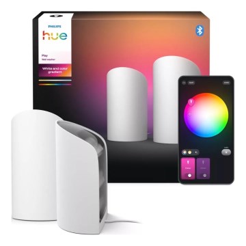 Philips - Set of 2 Hue PLAY Wall Washer RGBW Dimmable LED Projection Lights, 20W/230V, 2000–6500K, White