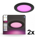 Philips - Set of 2 LED RGBW Dimmable Bathroom Recessed Downlights Hue SLIM LED/12W/230V 2000-6500K Black IP44