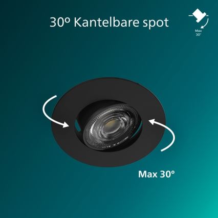 Philips - Set of 3 Dimmable LED Recessed Downlights CILANTRO LED/5W/230V 4000K Black