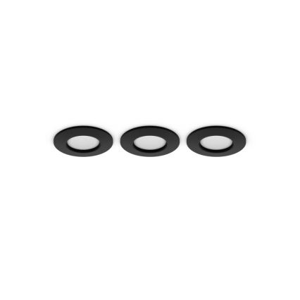 Philips - Set of 3 LED RGBW Dimmable Bathroom Recessed Downlights Hue SLIM LED/8,3W/230V 1000-20000K Black P44