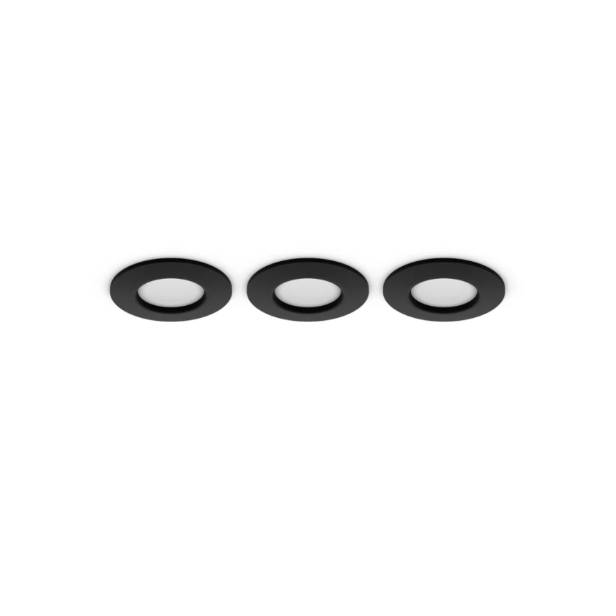 Philips - Set of 3 LED RGBW Dimmable Bathroom Recessed Downlights Hue SLIM LED/8,3W/230V 1000-20000K Black P44