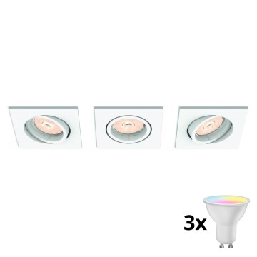 Philips - Set of 3 LED RGBW Dimmable Recessed Downlights 1x GU10/4.8W/230V White + Remote Control
