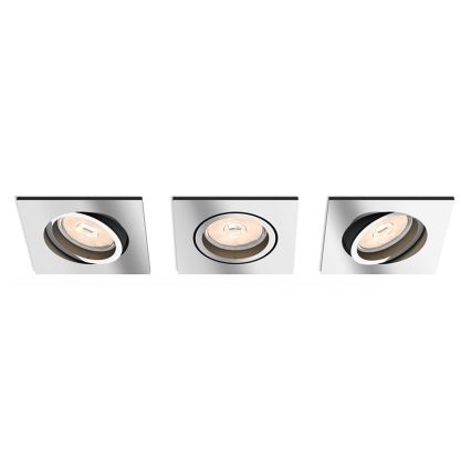 Philips - SET of 3 LED RGBW Dimmable recessed downlights DONEGAL 1xGU10/4,8W/230V + remote control