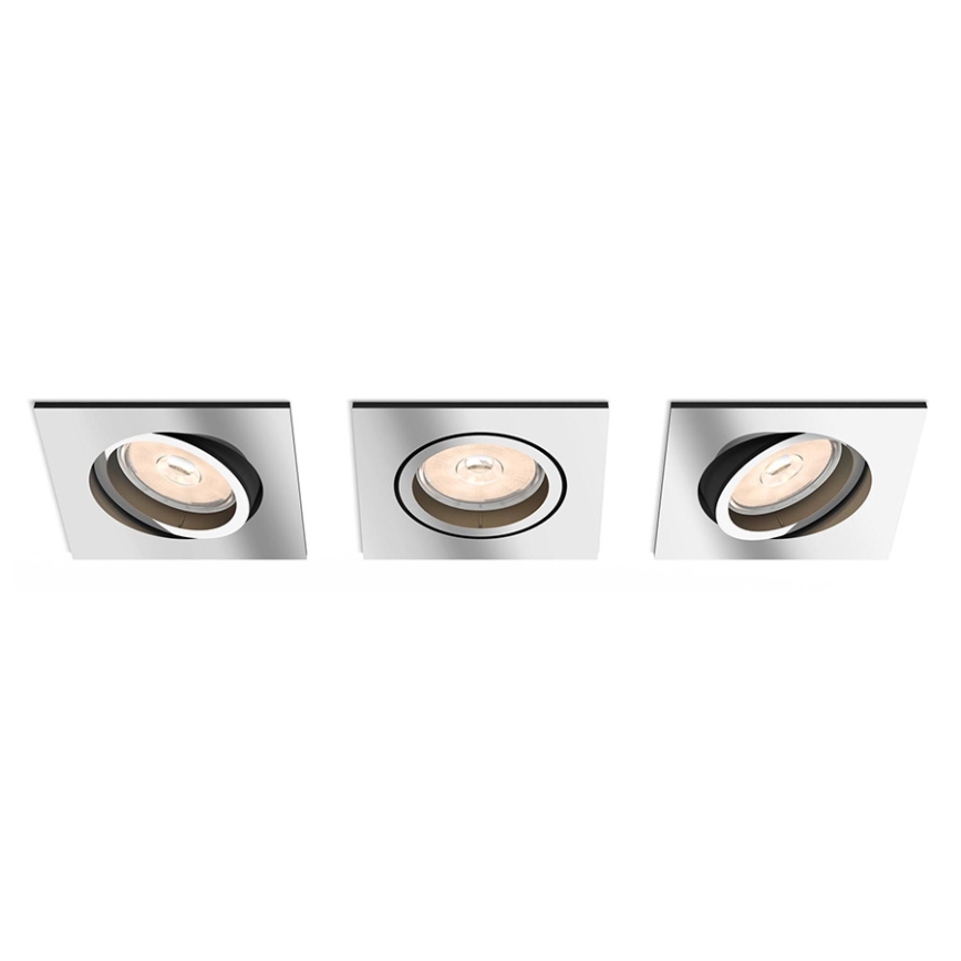 Philips - SET of 3 LED RGBW Dimmable recessed downlights DONEGAL 1xGU10/4,8W/230V + remote control