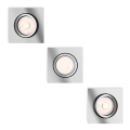 Philips - SET of 3 LED RGBW Dimmable recessed downlights DONEGAL 1xGU10/4,8W/230V + remote control