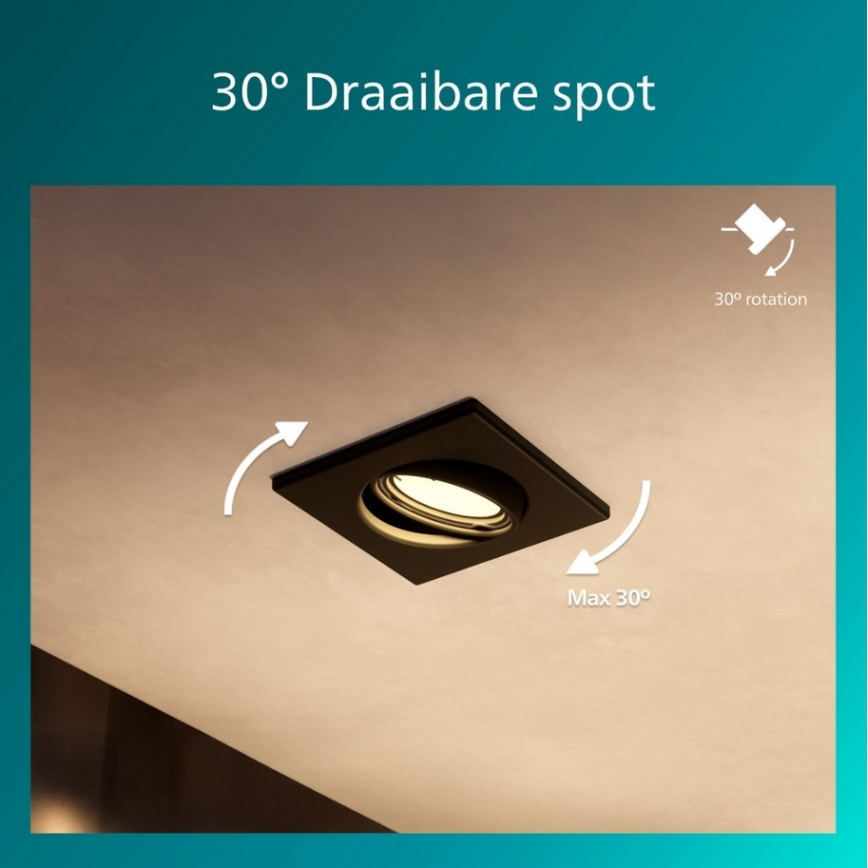 Philips - Set of 3 PERIDOT recessed downlights, 1x GU10/7W/230V, black