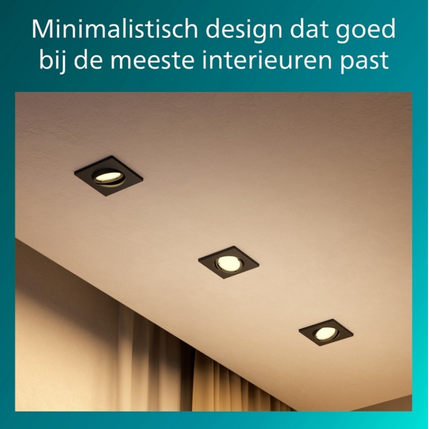 Philips - Set of 3 PERIDOT recessed downlights, 1x GU10/7W/230V, black