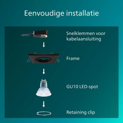 Philips - Set of 3 PERIDOT recessed downlights, 1x GU10/7W/230V, black