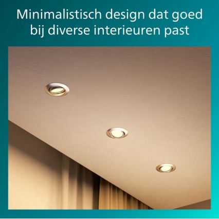 Philips - Set of 3 PERIDOT recessed downlights 1x GU10/7W/230V, silver