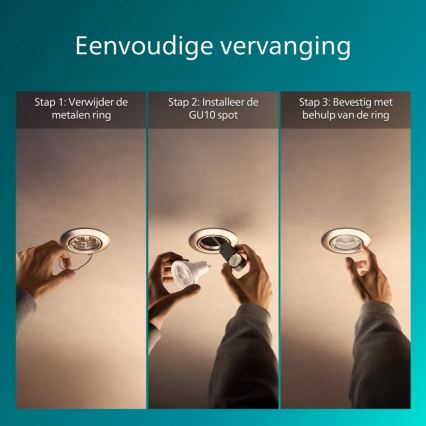 Philips - Set of 3 PERIDOT recessed downlights 1x GU10/7W/230V, silver