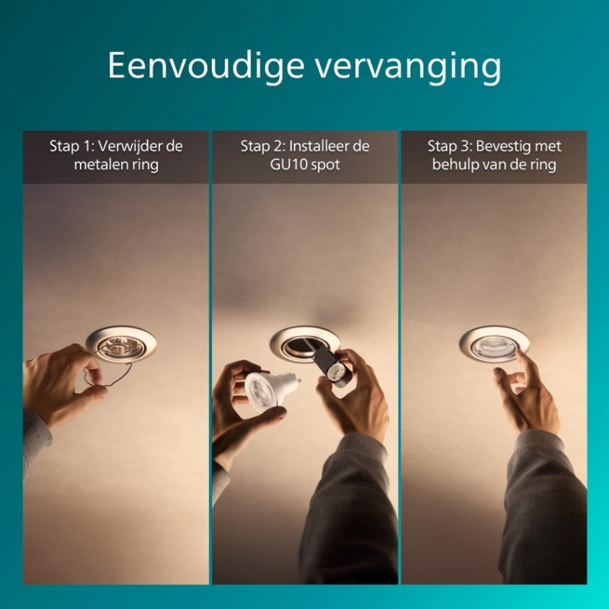 Philips - Set of 3 PERIDOT recessed downlights 1x GU10/7W/230V, silver