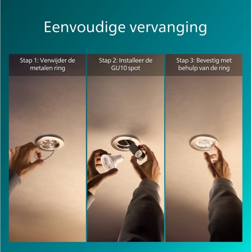 Philips - Set of 3 PERIDOT recessed downlights, 1x GU10/7W/230V, silver