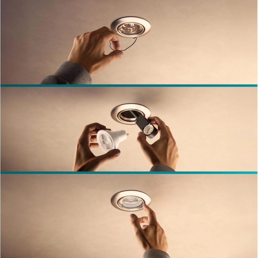 Philips - Set of 3 PERIDOT recessed downlights 1xGU10/7W/230V white