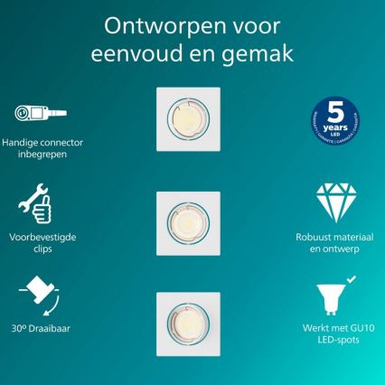 Philips - SET of 3 Recessed downlights PERIDOT 1xGU10/7W/230V White
