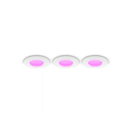 Philips - Set 3x LED RGBW dimmable bathroom recessed downlight Hue SLIM LED/8,3W/230V 1000-20000K white P44