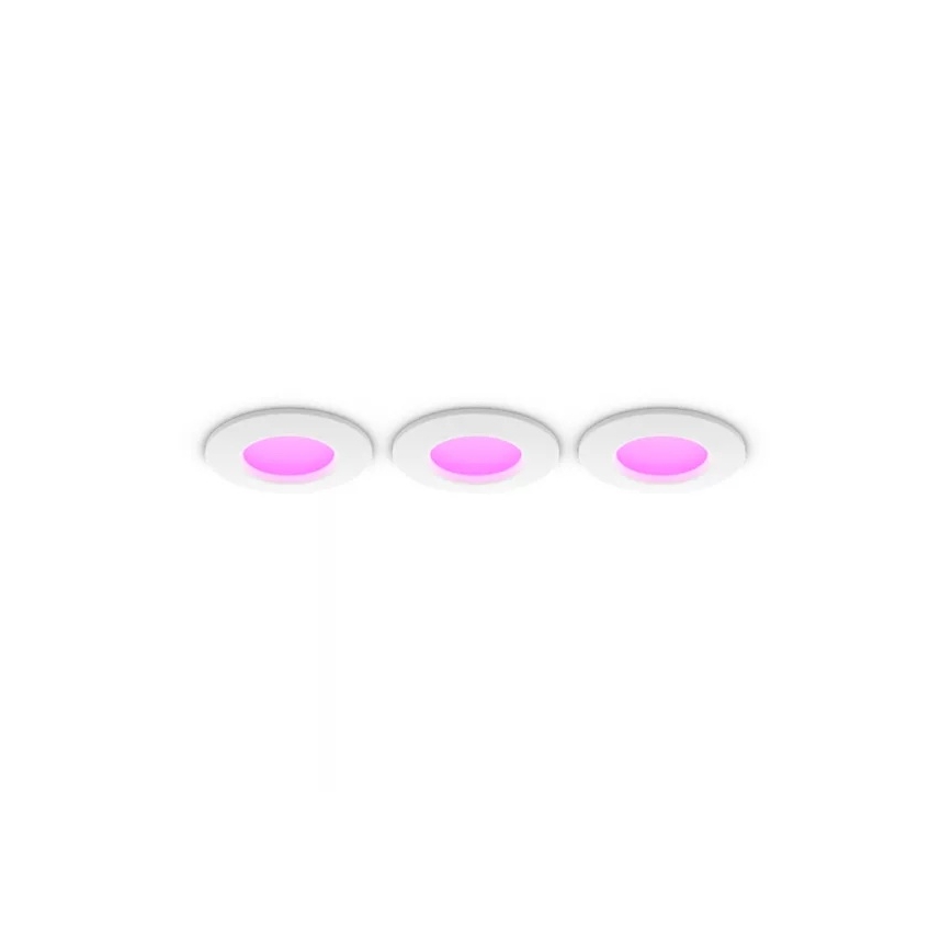 Philips - Set 3x LED RGBW dimmable bathroom recessed downlight Hue SLIM LED/8,3W/230V 1000-20000K white P44