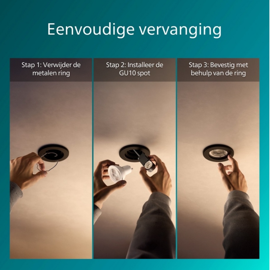 Philips - Set of 5 PERIDOT recessed downlights 1xGU10/7W/230V black