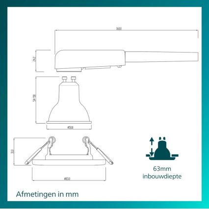 Philips - Set of 5 PERIDOT recessed downlights 1xGU10/7W/230V silver