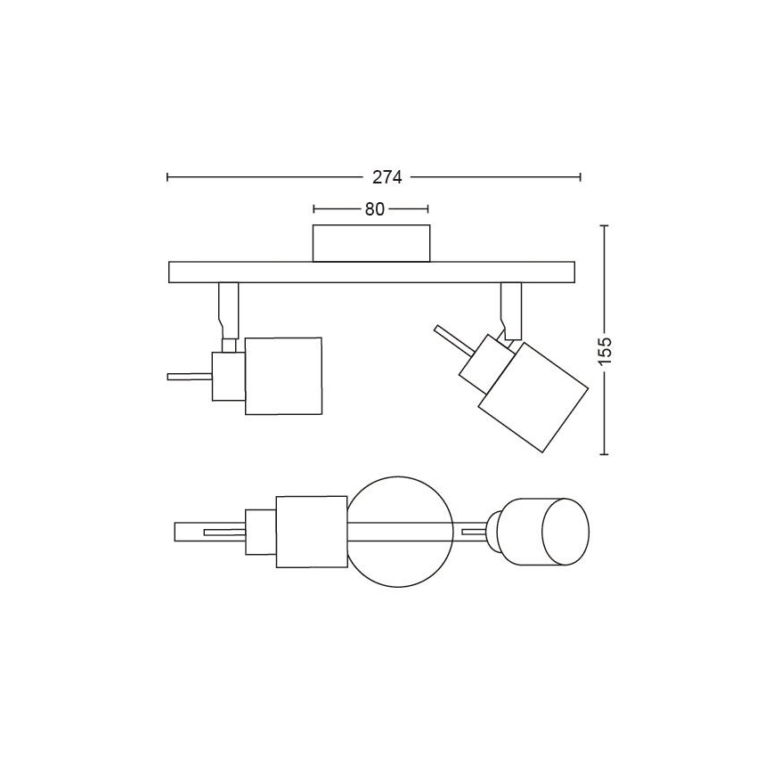 Philips - Spotlight 2xGU10/35W/230V black