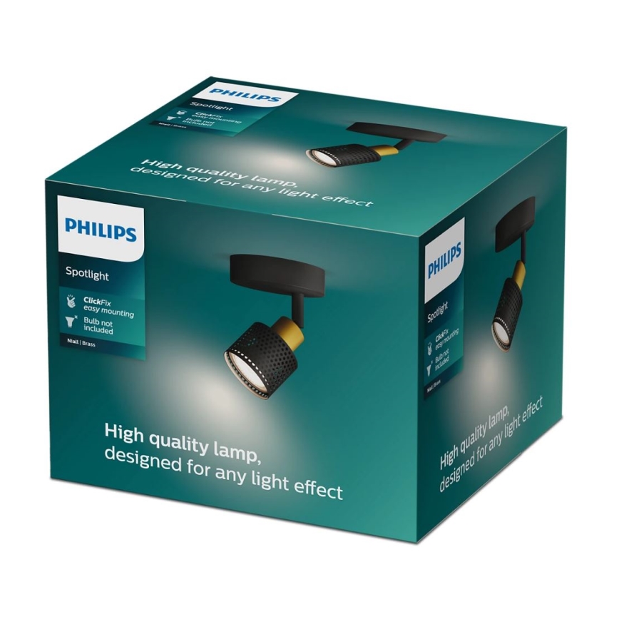 Philips - Spotlight NIALL 1xGU10/5W/230V black/brass