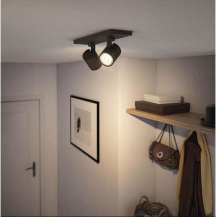 Philips - Spotlight RUNNER 2xGU10/20W/230V black