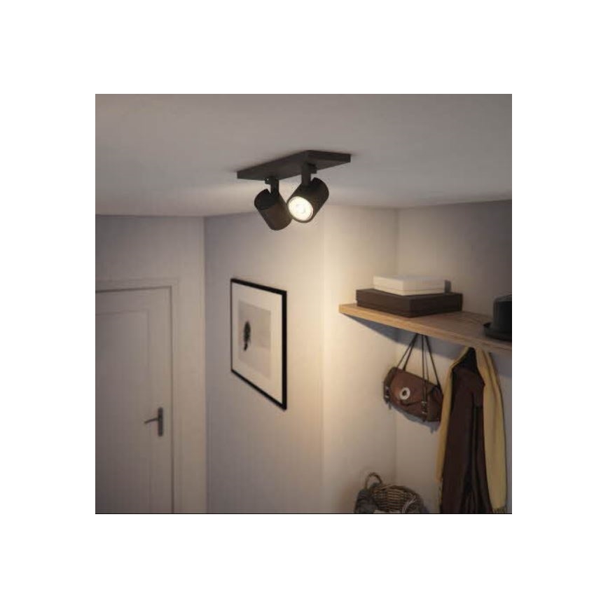Philips - Spotlight RUNNER 2xGU10/20W/230V black