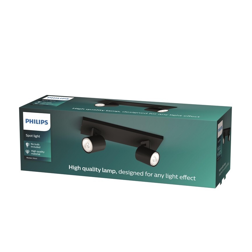 Philips - Spotlight RUNNER 2xGU10/20W/230V black