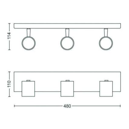 Philips - Spotlight RUNNER 3xGU10/20W/230V black