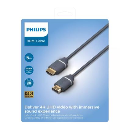 Philips SWV5650G/00 - HDMI cable with Ethernet, HDMI 2.0 A connector 5m grey