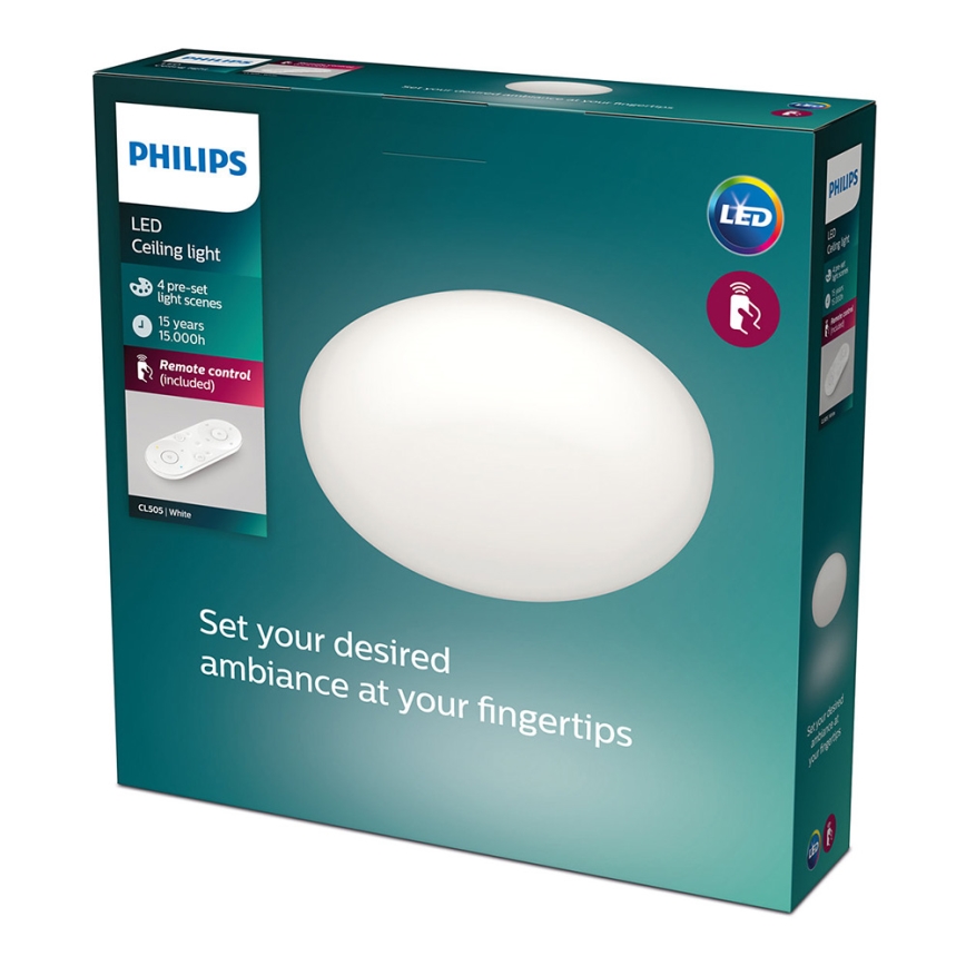 Philips - Dimmable LED Ceiling Light 23W/230V with Remote Control