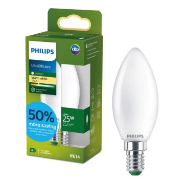 Philips ULTRAEFFICIENT B35 LED Bulb, E14, 1.2W, 230V — Warm White (2700K)
