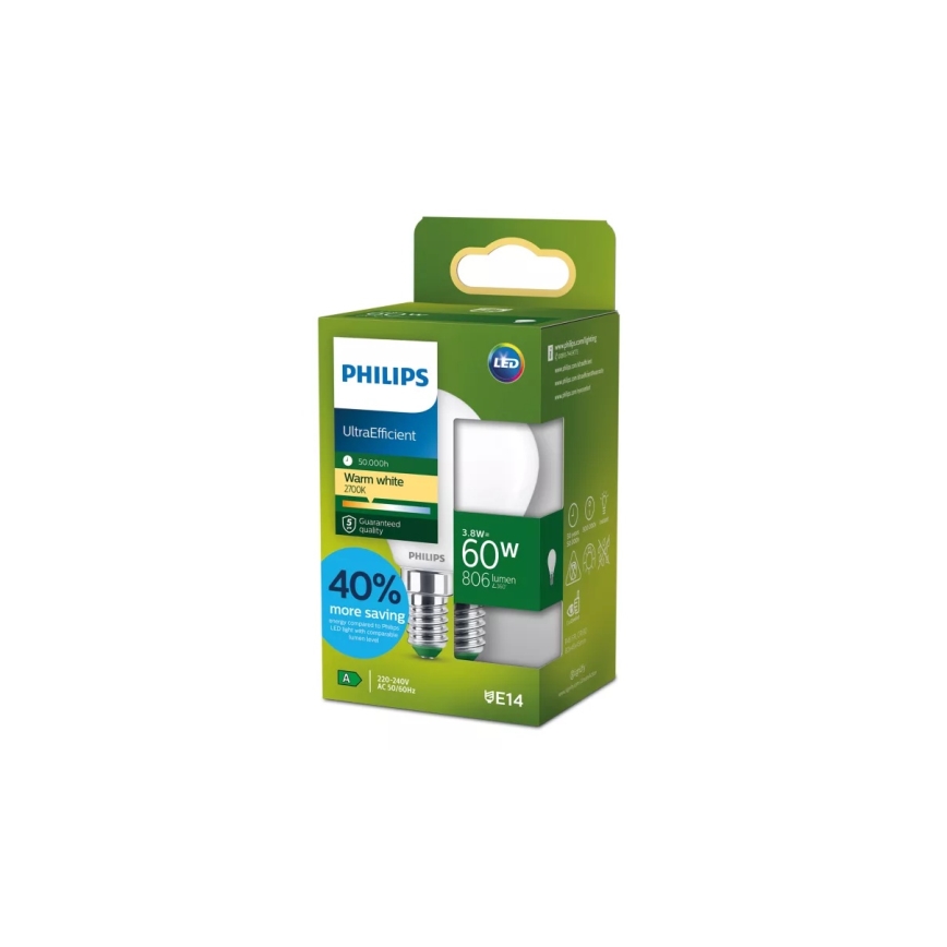 Philips ULTRAEFFICIENT LED Bulb P45 E14/3.8W/230V 2700K