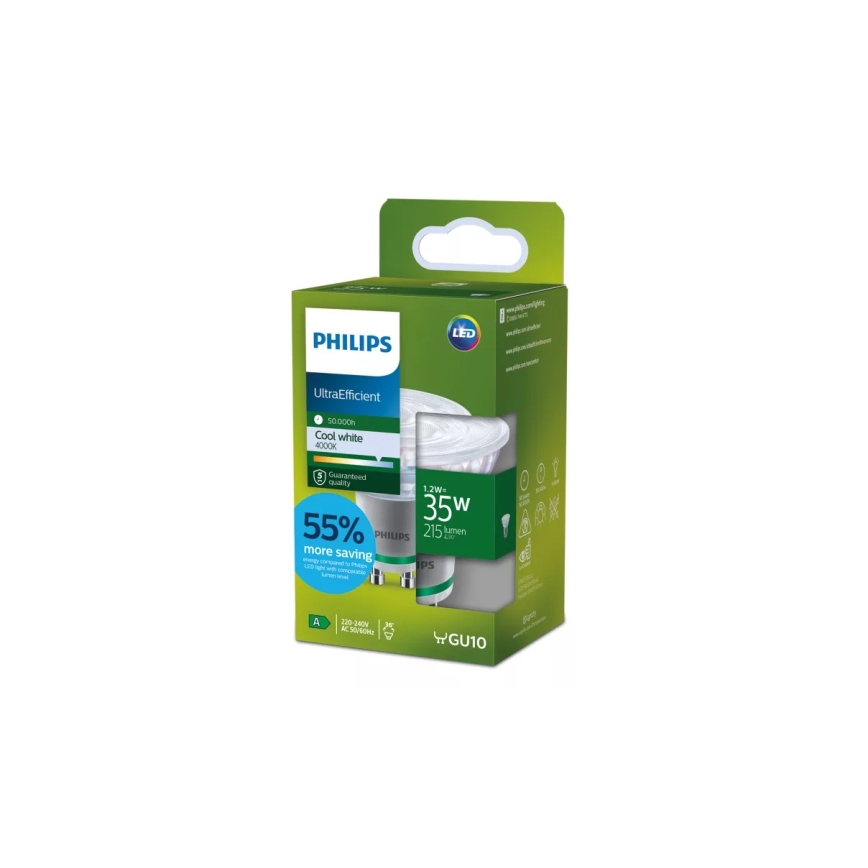 Philips ULTRAEFFICIENT LED Bulb PAR16 GU10/1.2W/230V 4000K