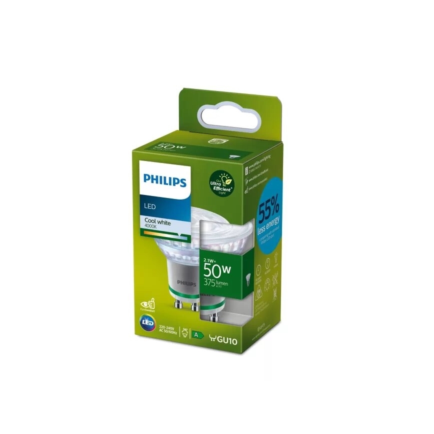 Philips ULTRAEFFICIENT PAR16 GU10 LED Bulb 2.1W 230V 4000K