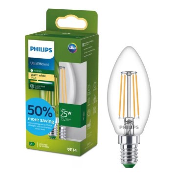 Philips ULTRAEFFICIENT VINTAGE B35 LED Bulb E14/1,2W/230V 2700K