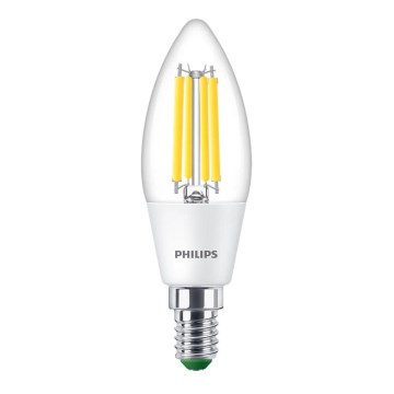 Philips ULTRAEFFICIENT VINTAGE B35 LED Bulb, E14, 2.3W, 230V, 4000K