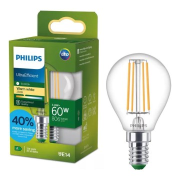 Philips ULTRAEFFICIENT VINTAGE P45 LED Bulb E14, 3.8 W, 230 V, 2700 K