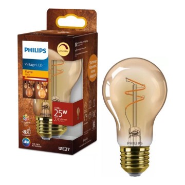 Philips VINTAGE A60 LED Dimmable Bulb, E27, 3.1W, 230V, 1800K