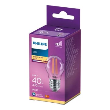 Philips VINTAGE P45 LED Bulb E27, 4.3W, 230V, 2700K