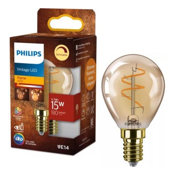 Philips VINTAGE P45 LED Dimmable Bulb E14, 2.7W, 230V, 1800K