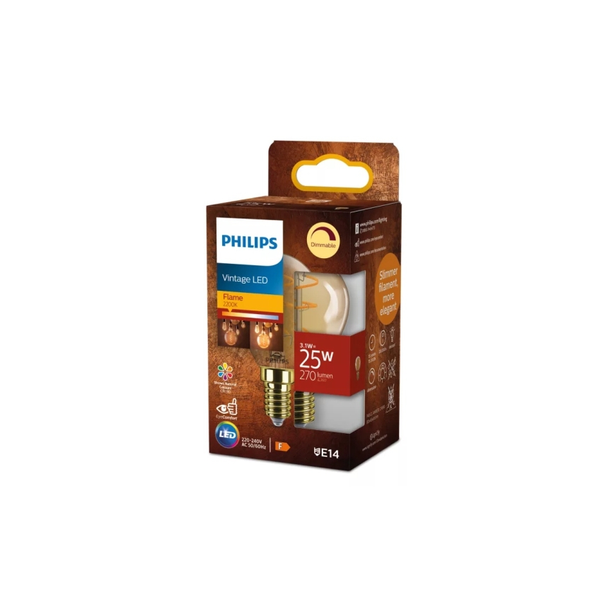 Philips VINTAGE P45 LED Dimmable Bulb E14/3.1W/230V 2200K
