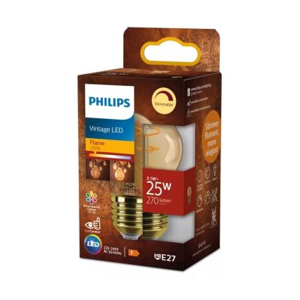 Philips VINTAGE P45 LED Dimmable Bulb E27/3,1W/230V 2200K CRI 90